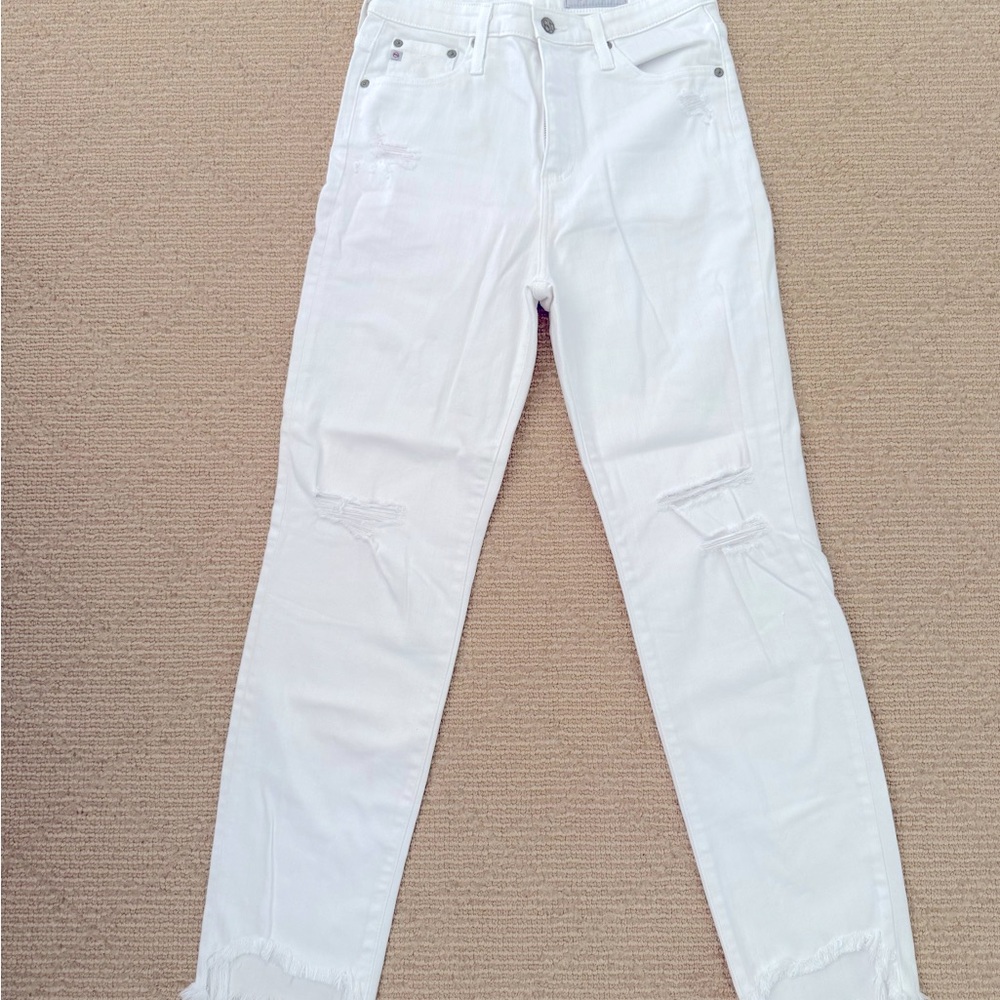 AG White Vintage High-Waisted Tapered Leg Phoebe Jeans